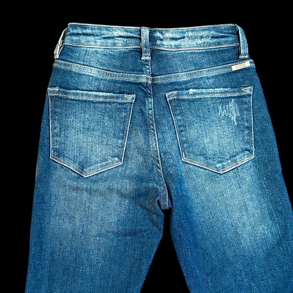 Kancan Brooklyn High-Rise Boot Cut Jeans Size 1/24 Dark Blue Raw Fringe Hem #207 - Picture 13 of 16